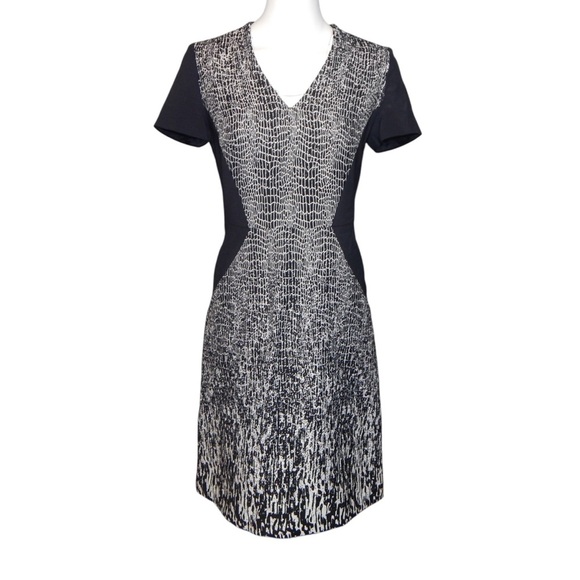 M&S Speziale Per Una Black White Mix Short Sleeve Lined Dress size 10 UK, 6 US - Picture 1 of 6